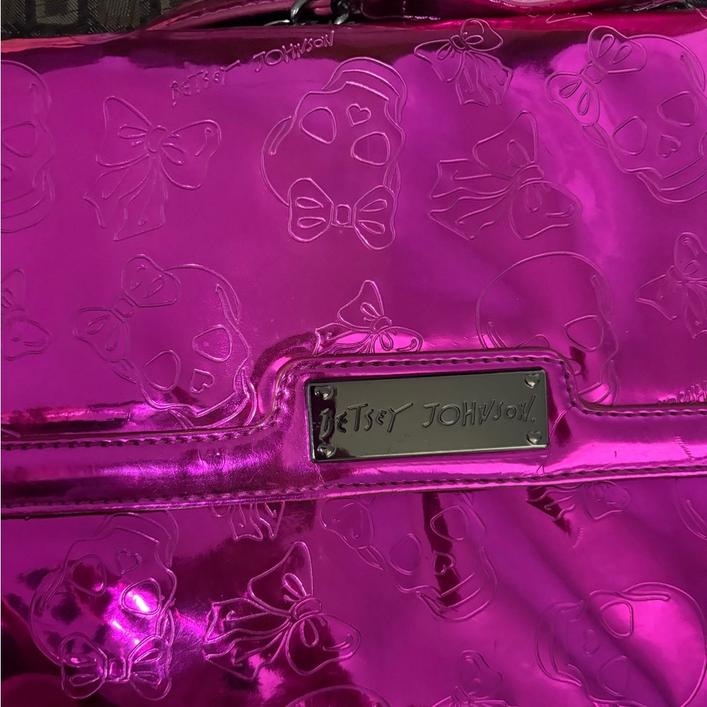 Betsey Johnson Pink Butterfly Embossed Clutch